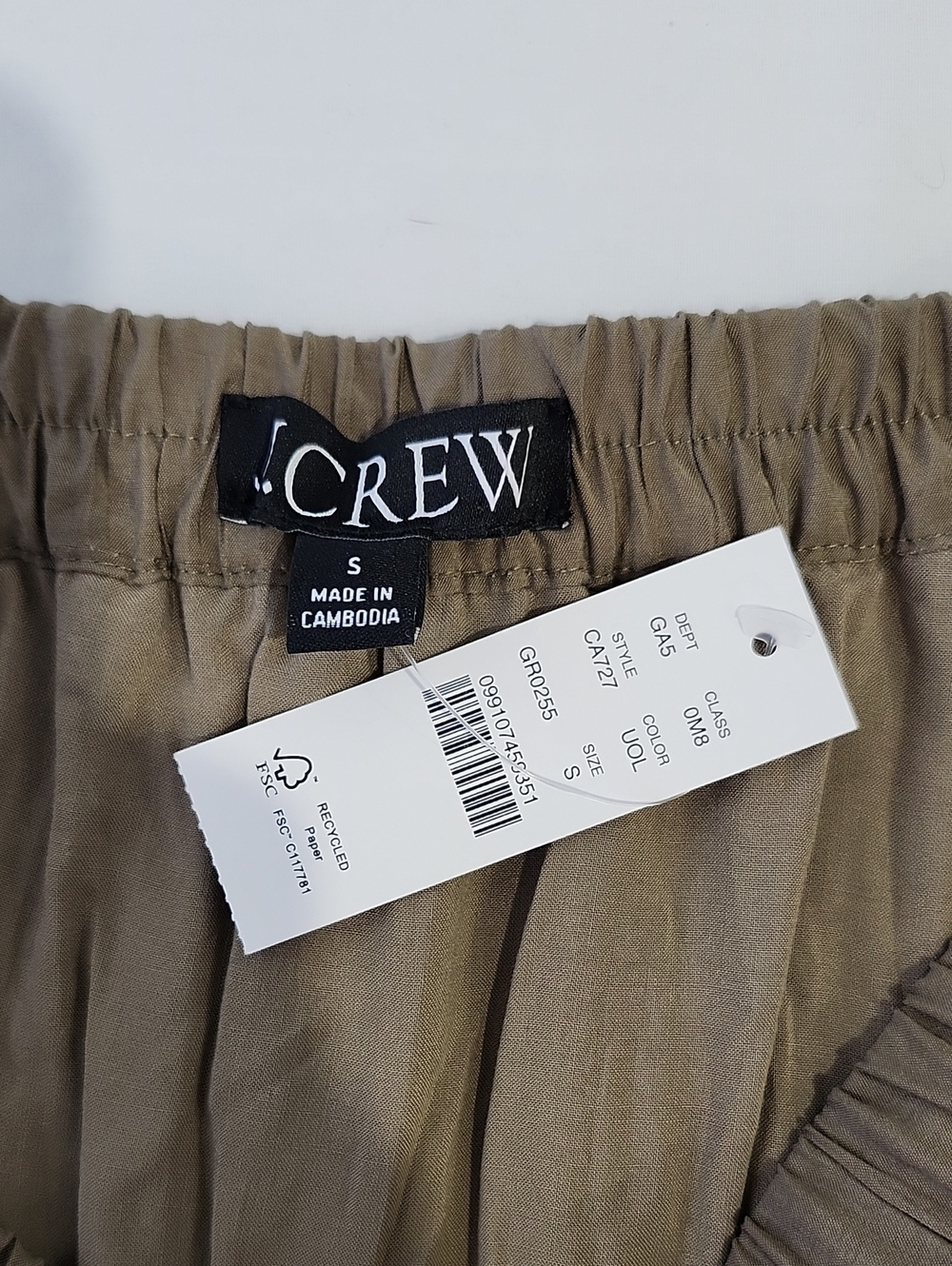 J. Crew Crinkle Midi Skirt Brown Plisse Women's Small NWT Pullon Elastic Waist - Picture 3 of 8